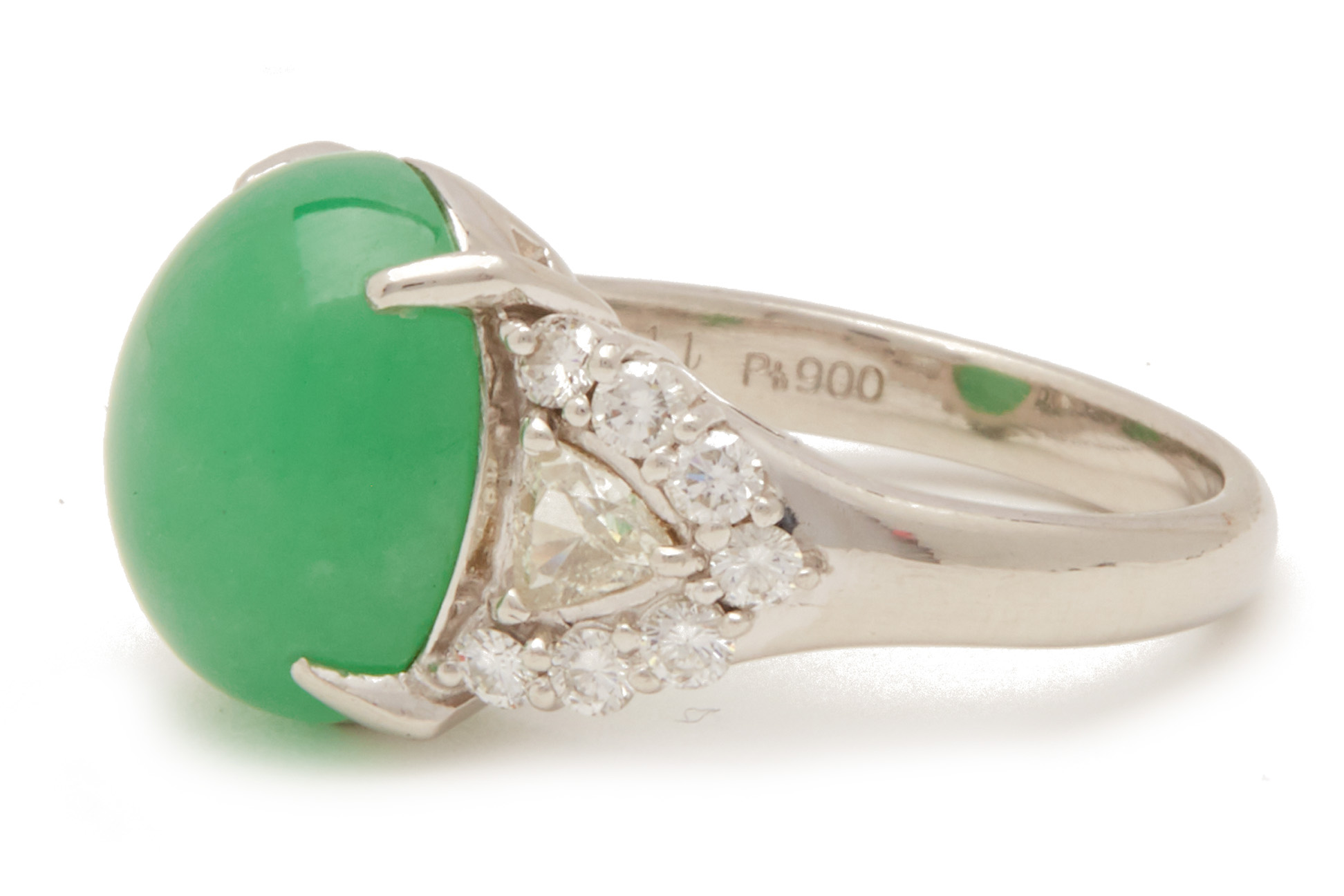 A DIAMOND AND JADE RING - Image 2 of 2