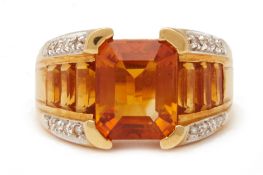 A CITRINE AND DIAMOND RING