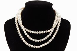 A LONG STRAND AKOYA CULTURED PEARL NECKLACE