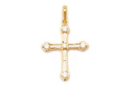 A GOLD AND DIAMOND CROSS PENDANT