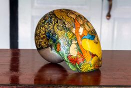 A PAINTED NAUTILUS SHELL
