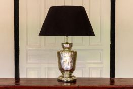 A SILVER TONE TABLE LAMP