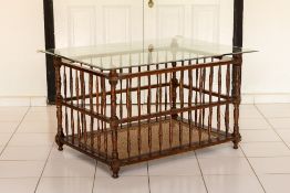 AN ANGLO INDIAN CHILD'S CRIB SIDE TABLE