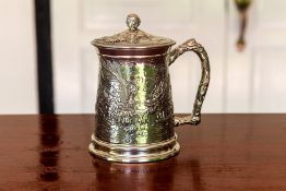 A ROYAL SELANGOR PEWTER DRAGON TANKARD WITH COVER