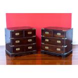 A PAIR OF CAMPAIGN STYLE ROSEWOOD SIDE TABLES