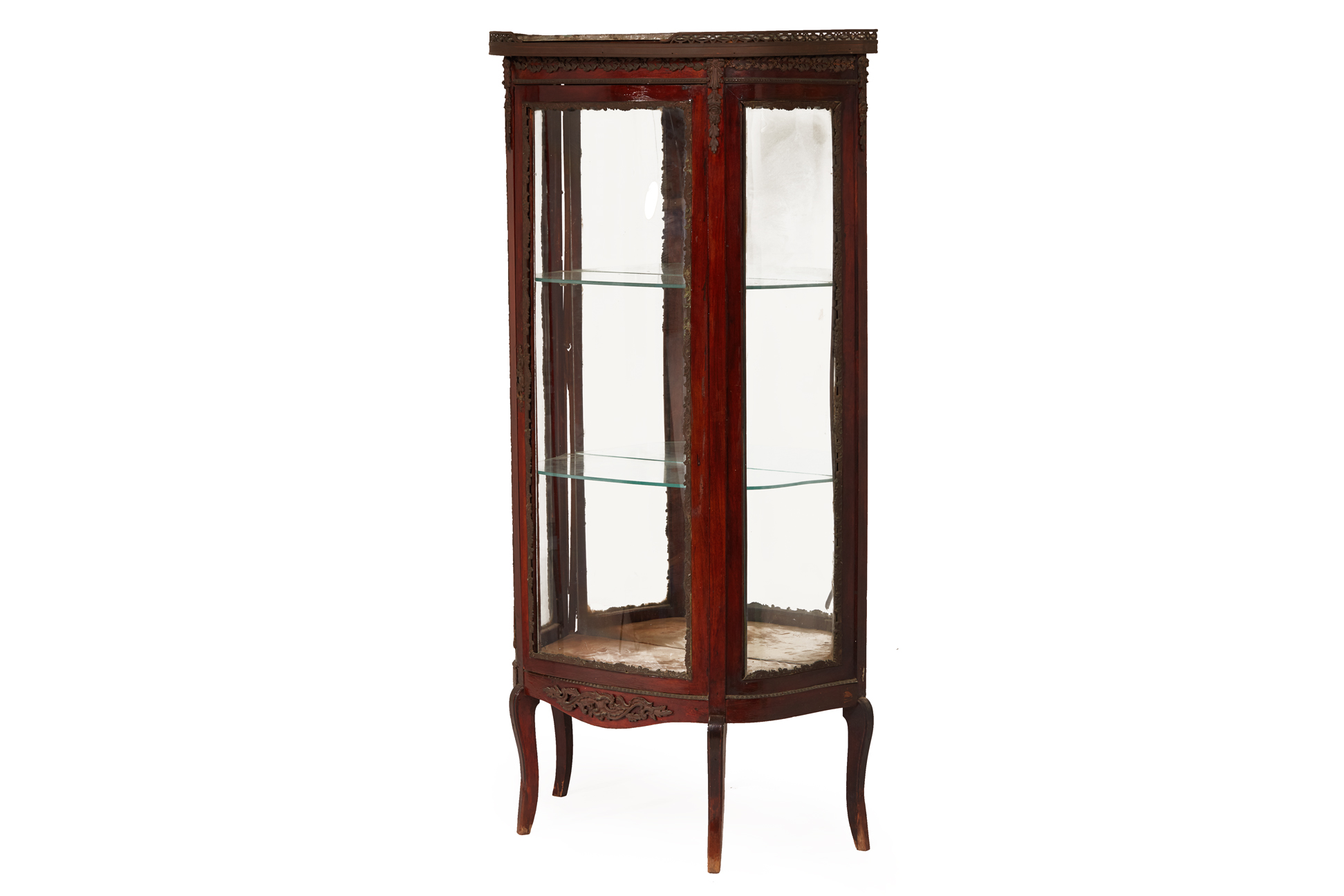 A FRENCH METAL-MOUNTED GLASS VITRINE