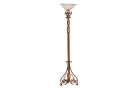 A WROUGHT IRON TORCHIERE FLOOR LAMP