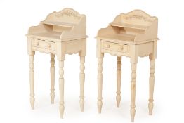 A PAIR OF WHITE PAINTED BEDSIDE TABLES