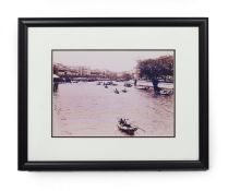 A PHOTOGRAPHIC PRINT OF CAVENAGH BRIDGE, SINGAPORE