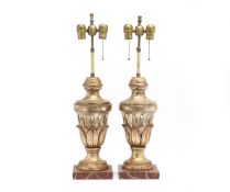 A PAIR OF GILT TABLE LAMPS