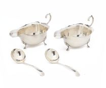 A PAIR OF SILVER SAUCE BOATS AND LADLES