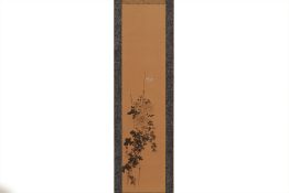 A CHINESE HANGING SCROLL OF CHRYSANTHEMUMS AND A BUTTERFLY