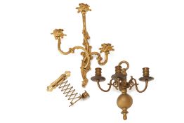 A GROUP OF BRASS WALL APPLIQUES/CANDLE HOLDERS