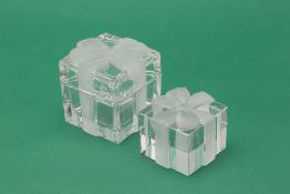 A TIFFANY & CO GLASS BOX & PAPER WEIGHT