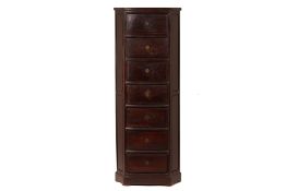 AN ORIENTAL HARDWOOD SLIM CHEST OF DRAWERS