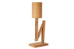 AN ADJUSTABLE FOLDING WOOD TABLE LAMP