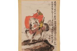 A CHINESE HANGING SCROLL OF A MALE FIGURE ON HORSEBACK