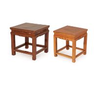 TWO HARDWOOD SIDE TABLES