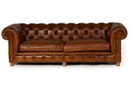 A TIMOTHY OULTON LEATHER CHESTERFIELD TYPE SOFA