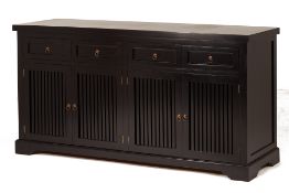 A CHINESE STYLE BLACK LACQUERED SIDE CABINET