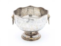 A SILVER PLATED TWIN HANDLED WINE COOLER