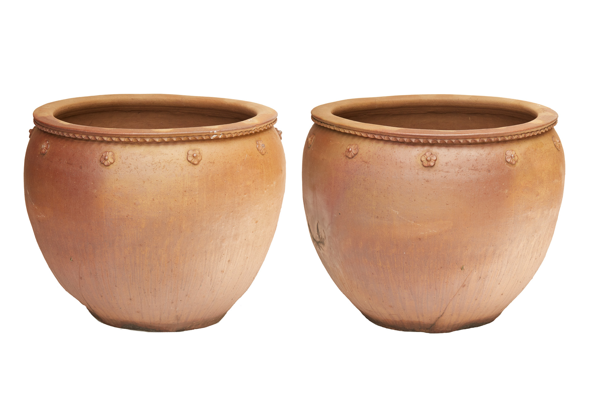 A PAIR OF LARGE TERRACOTTA POTS