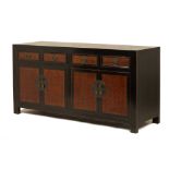A BLACK LACQUER SIDEBOARD