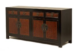 A BLACK LACQUER SIDEBOARD