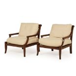 A PAIR OF OPEN ARMCHAIRS