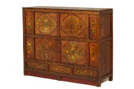 A PAINTED TIBETAN CABINET