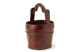 A CHINESE WOODEN WATER/WELL BUCKET
