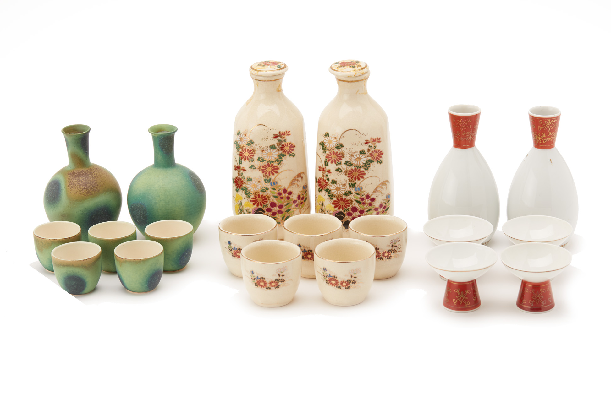 THREE JAPANESE SAKE SETS