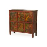 A TIBETAN PAINTED SIDE CABINET