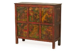 A TIBETAN PAINTED SIDE CABINET