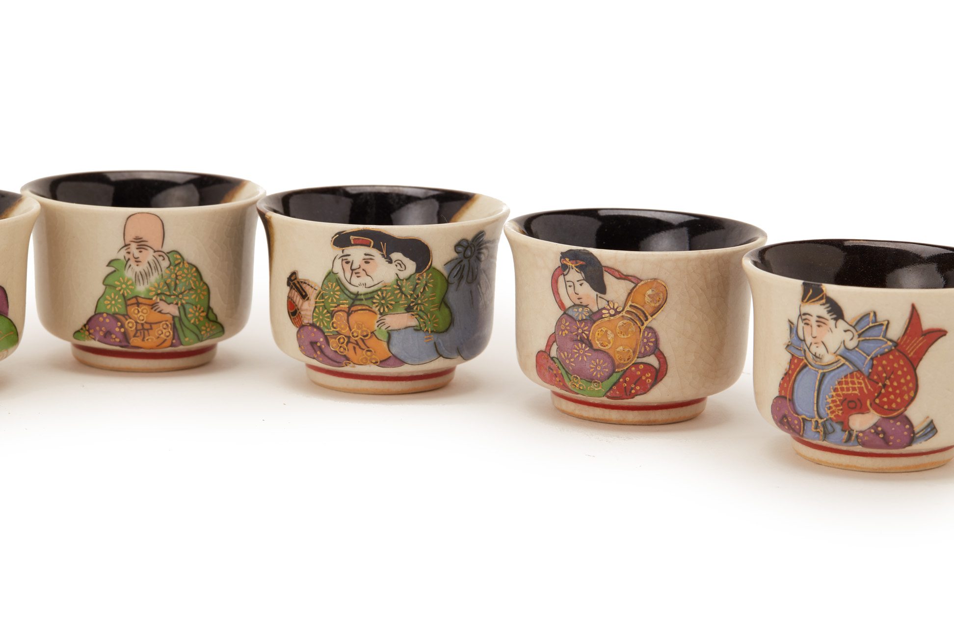 A SET OF SEVEN SAKE OR WINE CUPS - Image 3 of 5