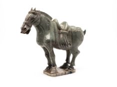 A CARVED HARDSTONE MODEL OF A HORSE