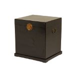 A CHINESE BLACK LACQUER BOX / SIDE TABLE