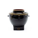A BLACK LACQUERED VASE