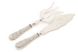 A PAIR OF SIECLE SILVER PLATED FISH SERVERS