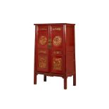 A CHINESE RED LACQUER CABINET