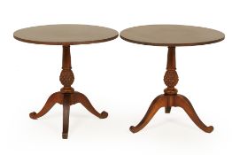 A PAIR OF ETHAN ALLEN CIRCULAR TRIPOD TABLES