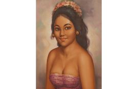 INDONESIAN SCHOOL (XX) - PORTRAIT OF A LADY IN PINK