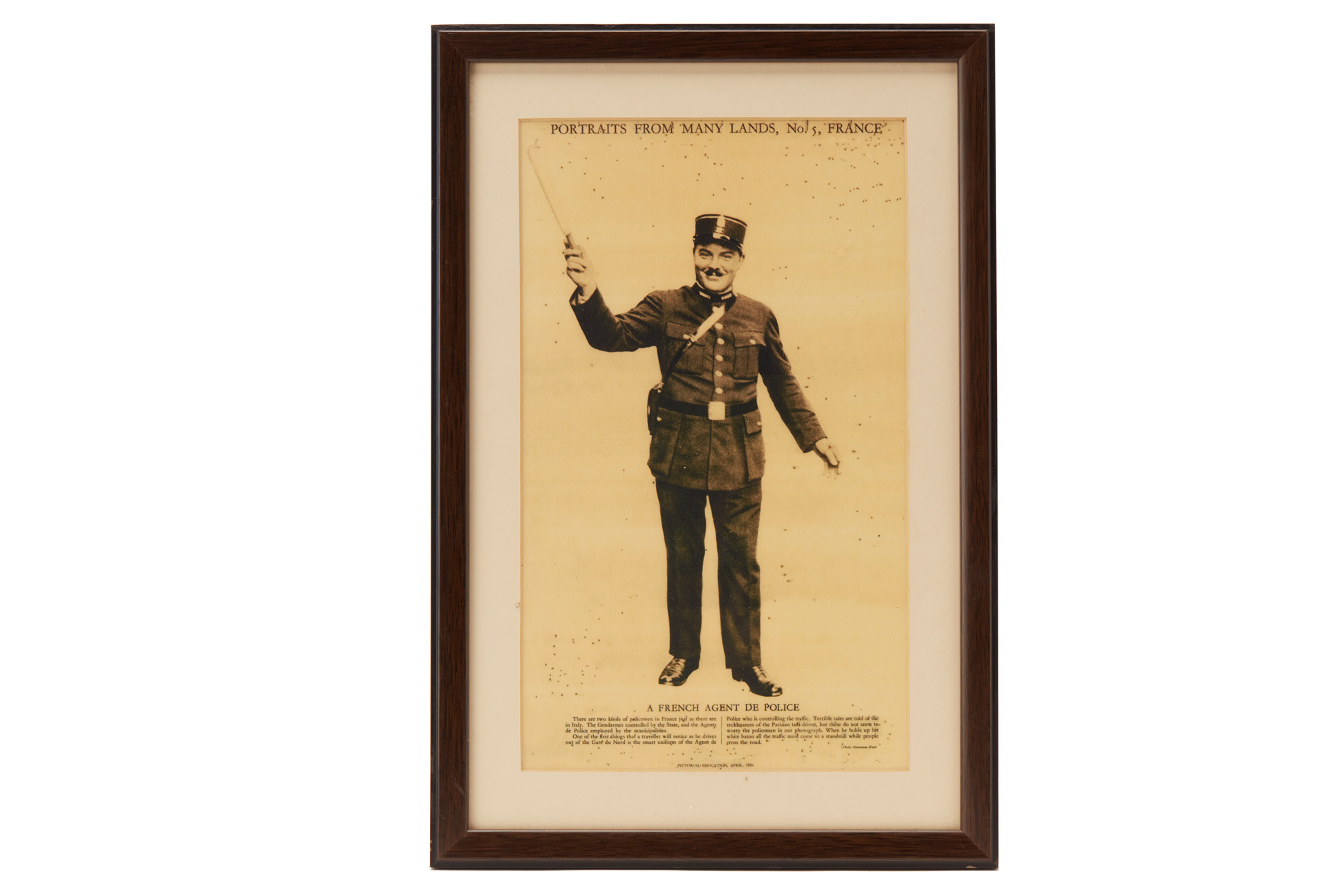 A 'FRENCH AGENT DE POLICE' FRAMED PRINT