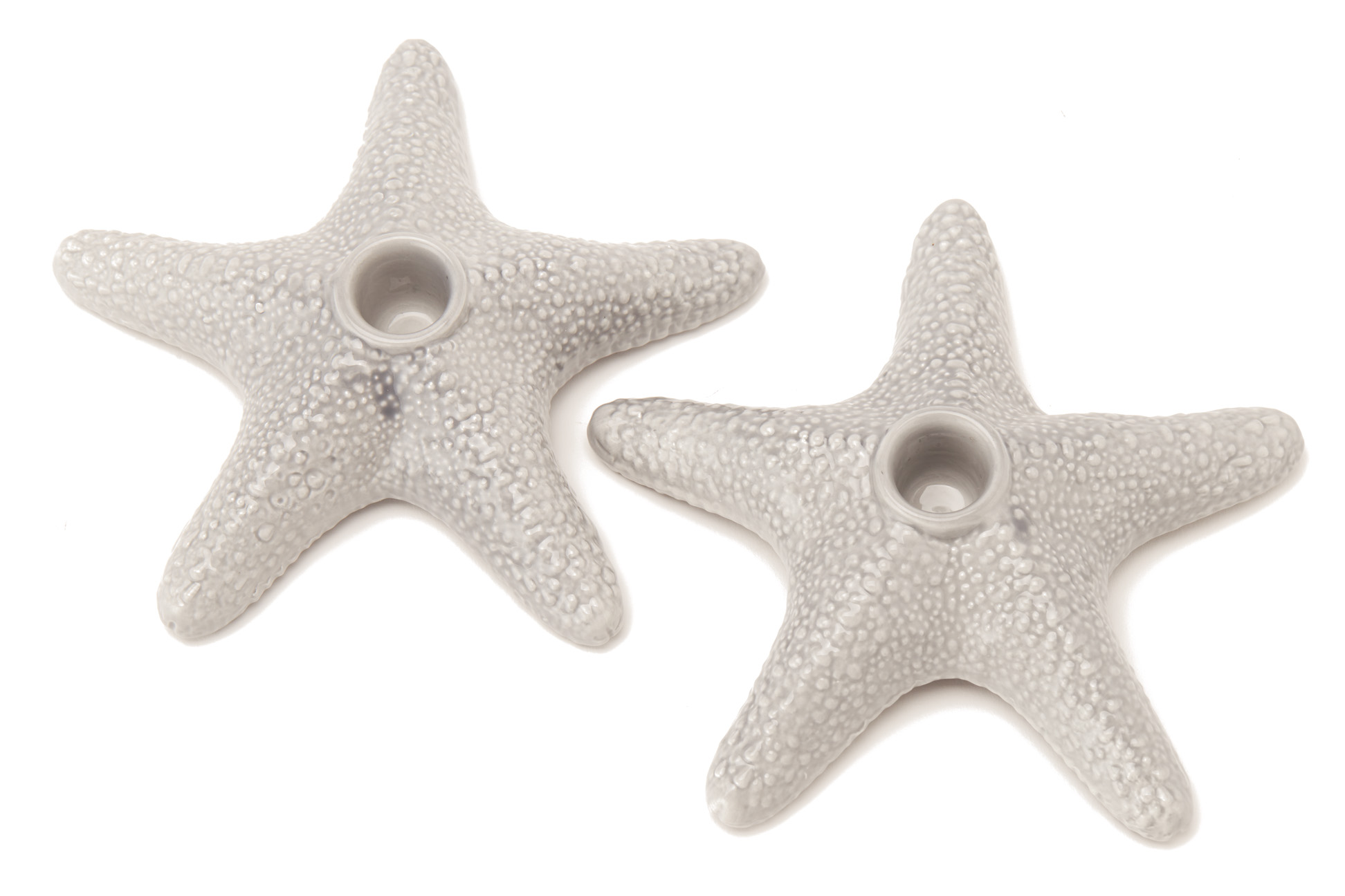 A PAIR OF CERAMICHE DAL PRA CERAMIC STARFISH CANDLE HOLDERS