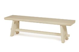 AN HK LIVING WHITE WOODEN BENCH