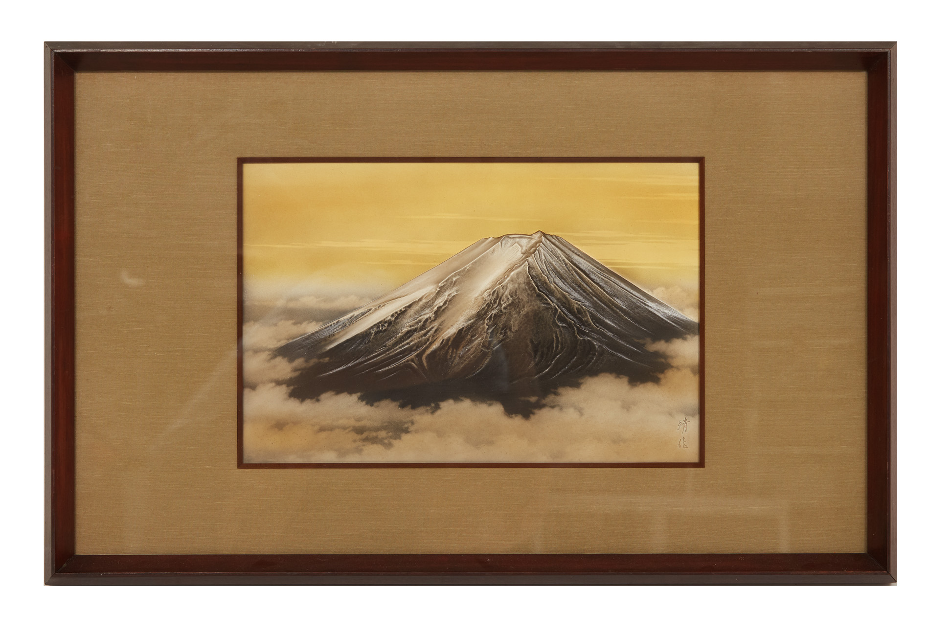 A JAPANESE METALWARE RELIEF PICTURE OF MOUNT FUJI