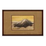 A JAPANESE METALWARE RELIEF PICTURE OF MOUNT FUJI