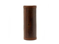 A BROWN LEATHER UMBRELLA STAND