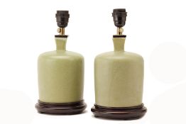 A PAIR OF CELADON TABLE LAMPS