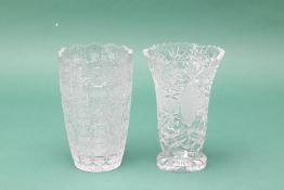 TWO CUT GLASS VASES